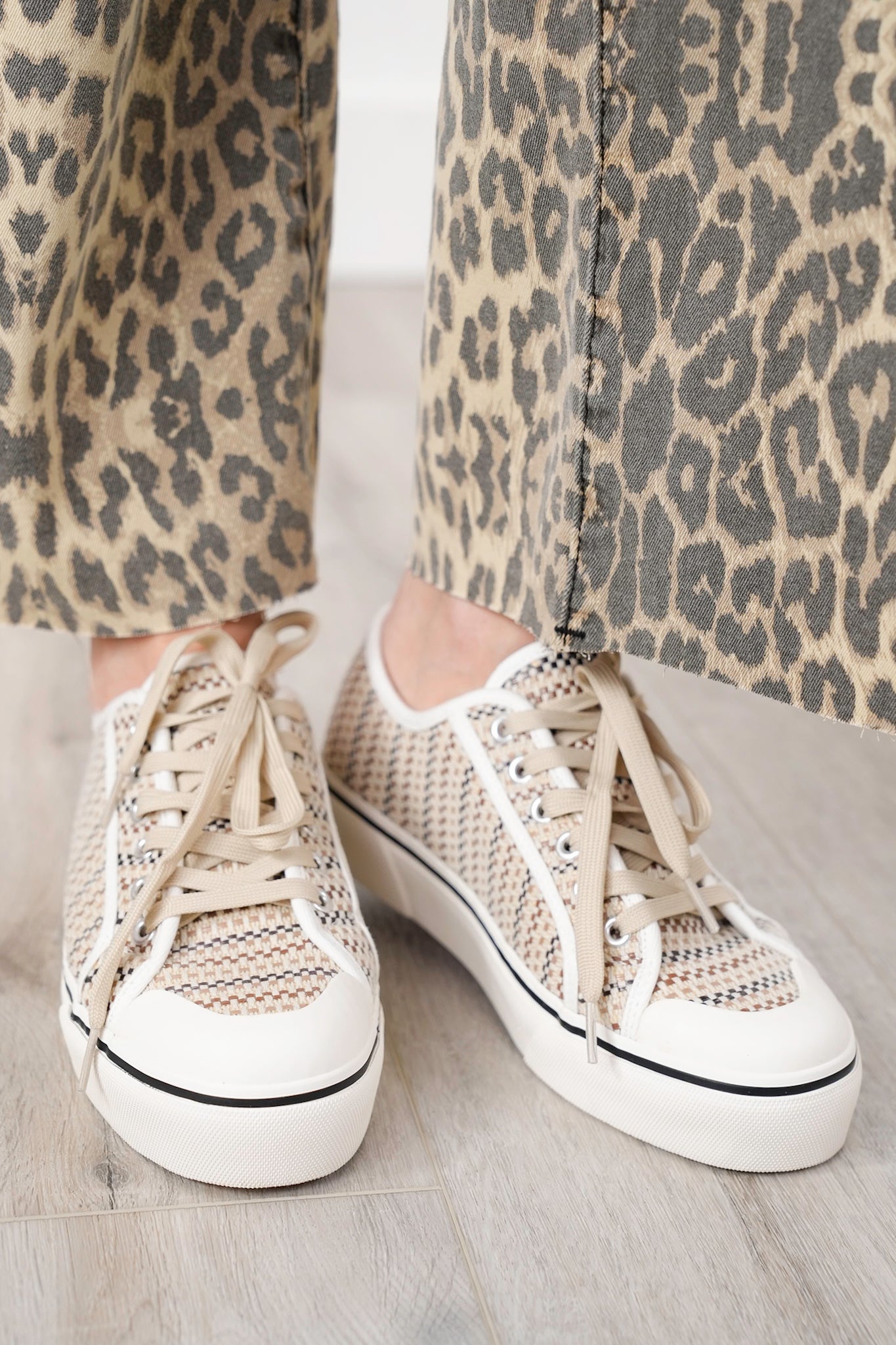 Corky's "Waiting List" Tan Woven Platform Sneakers