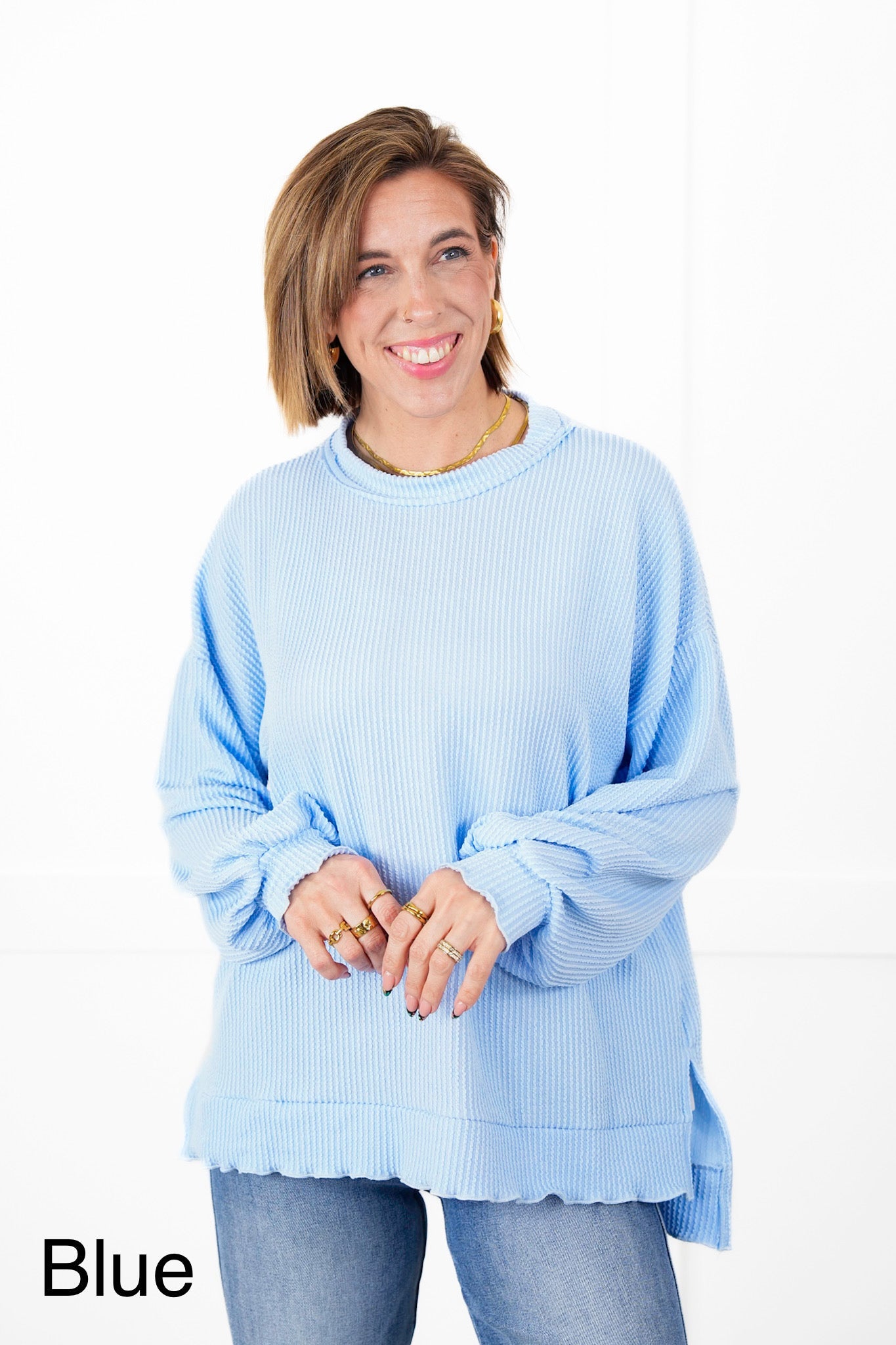 Ribbed Knit Long Sleeve Pullover Top