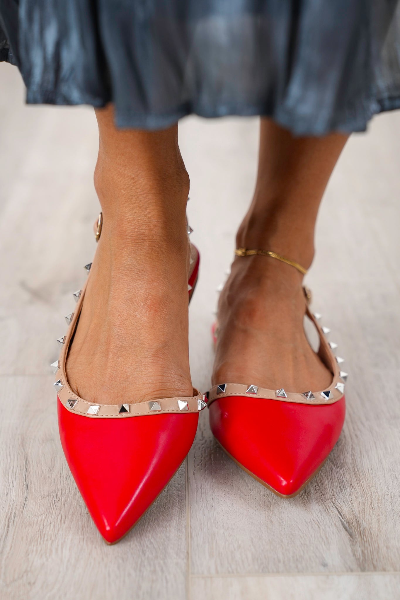 Restock! Studded Slingback Flat with Adjustable Ankle Strap