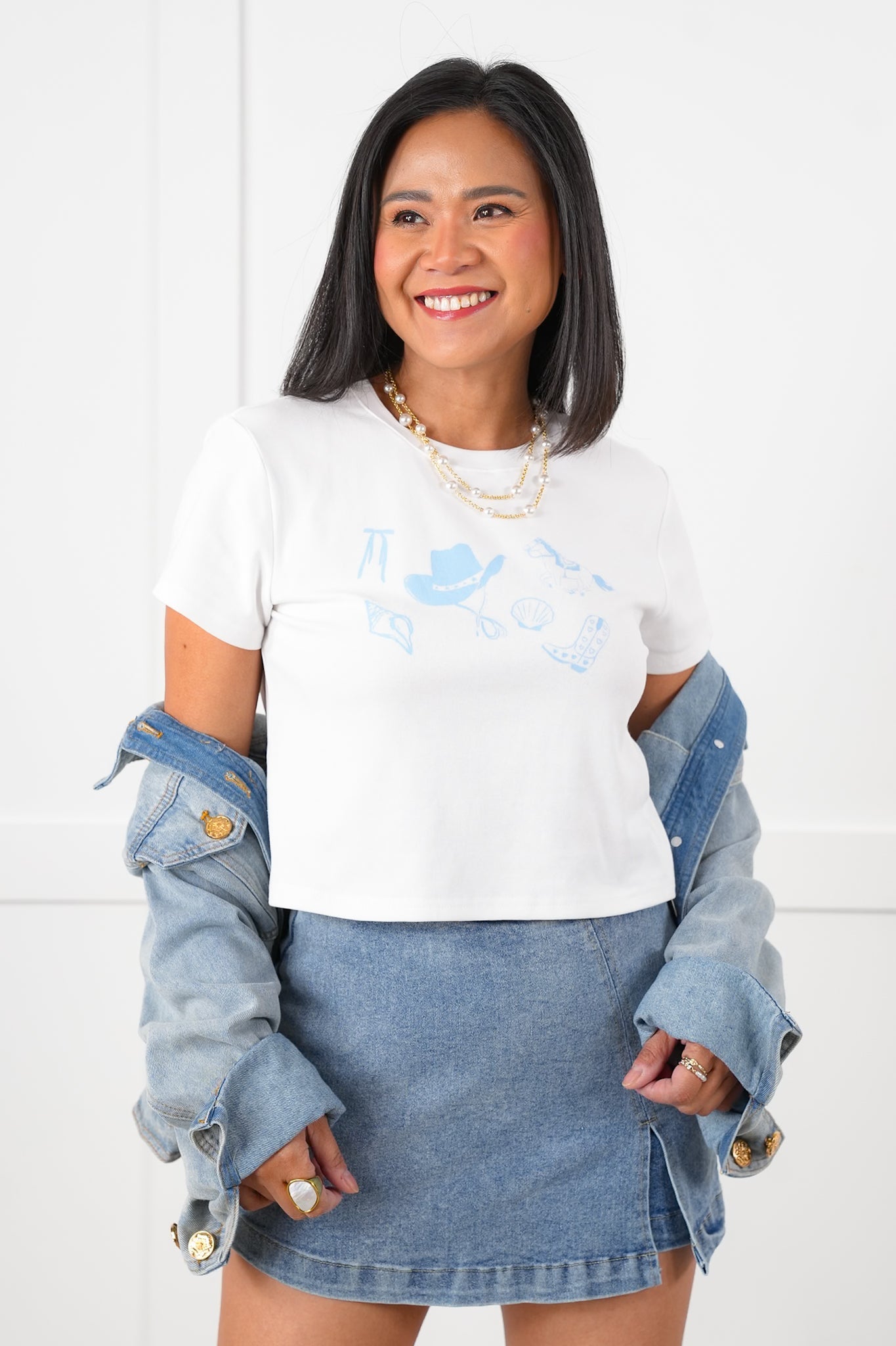 Cow Girl Spirit Short Sleeve Cropped Tee