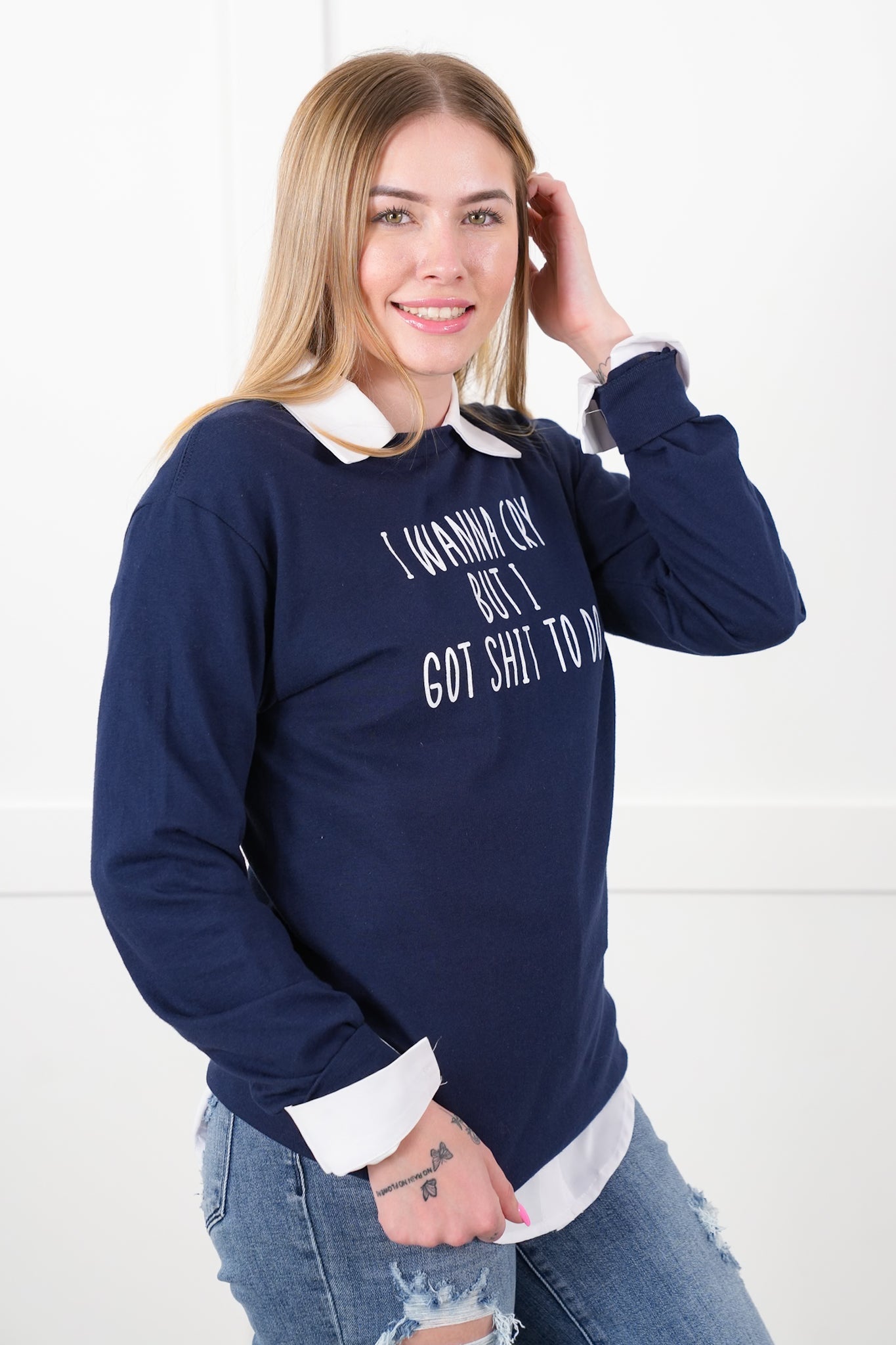 Plus/Reg Long Sleeve "I Wanna Cry But I Got Sh@* To Do" Graphic Tee