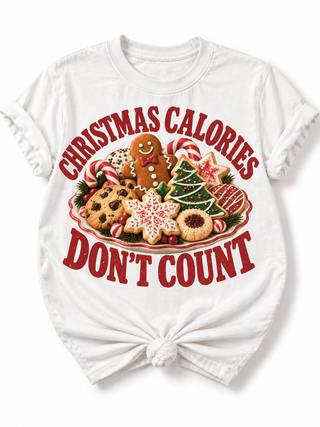 Plus/Reg Short Sleeve Christmas Calories Don't Count Graphic Tee
