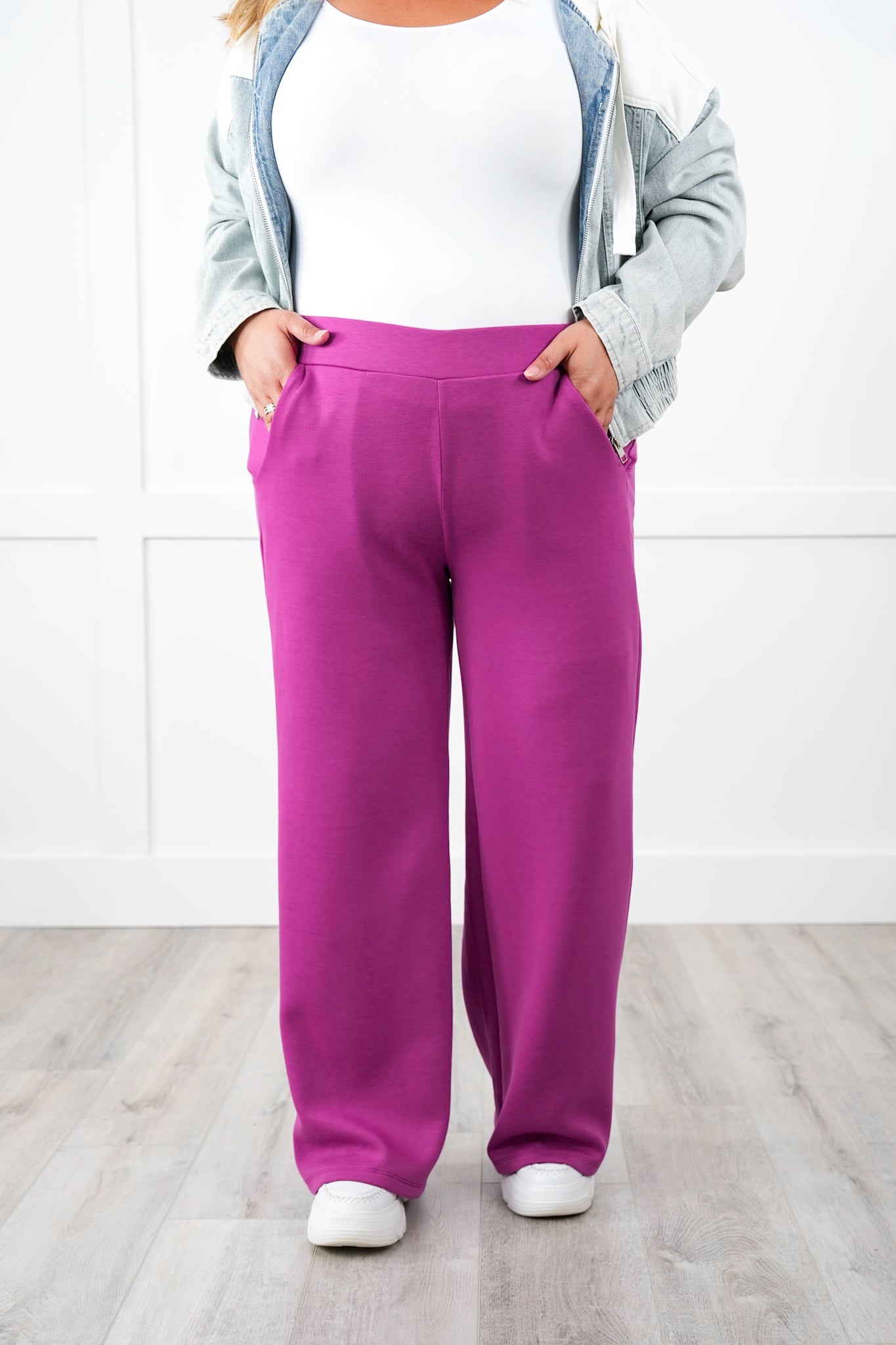Door Buster!! Plus/Reg Solid Knit Straight Leg Pull On Pants