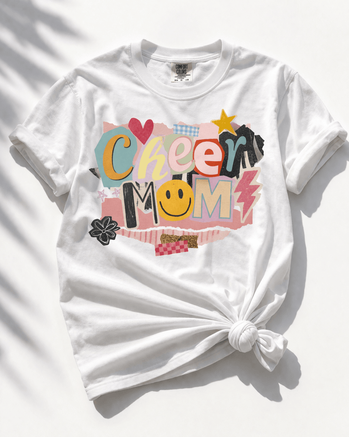 Plus/Reg Short Sleeve "Cheer Mom" Graphic Tee - Freckled Poppy