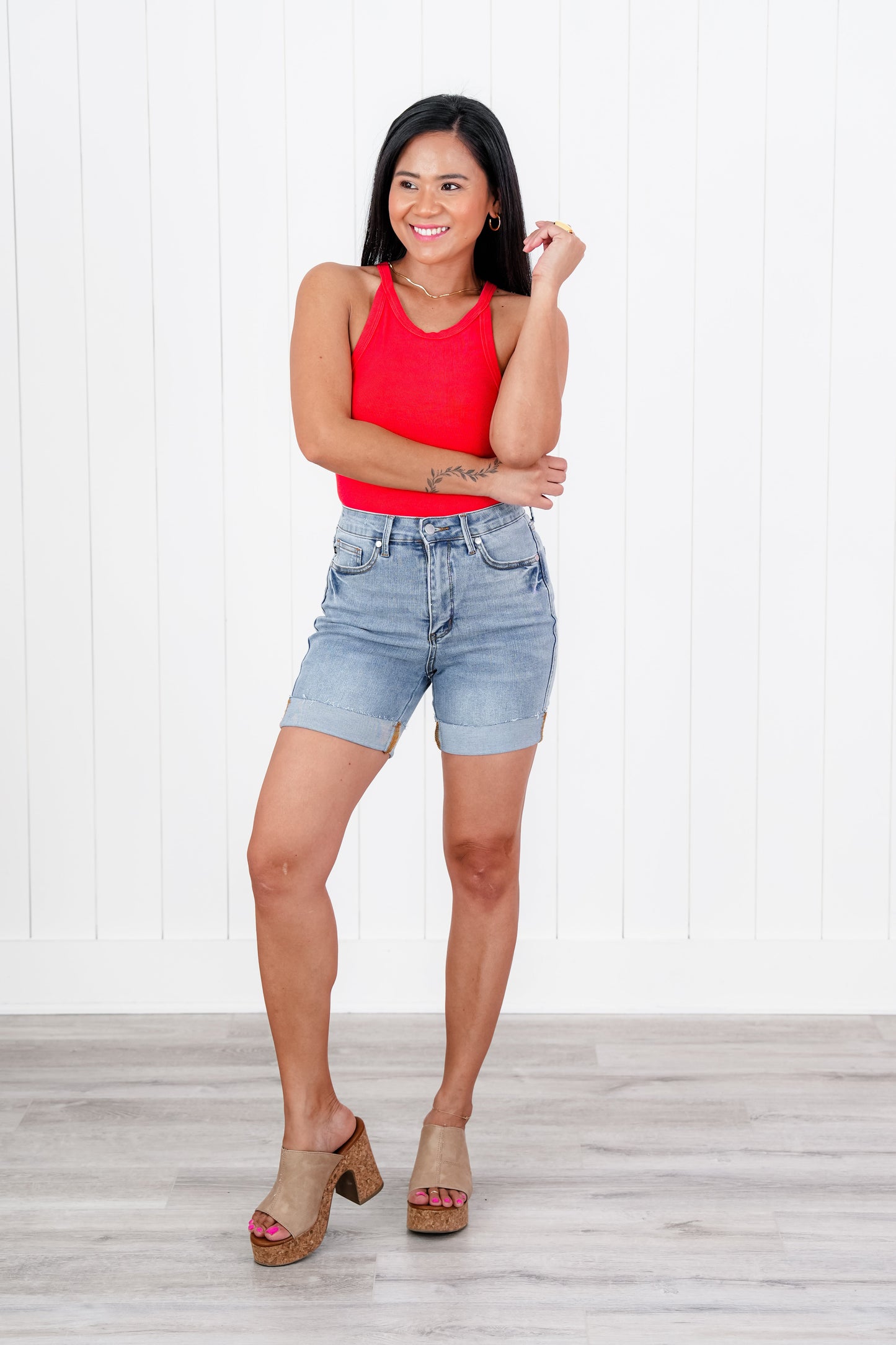 Judy Blue Cool Runnings Tummy Control Cool Denim Shorts