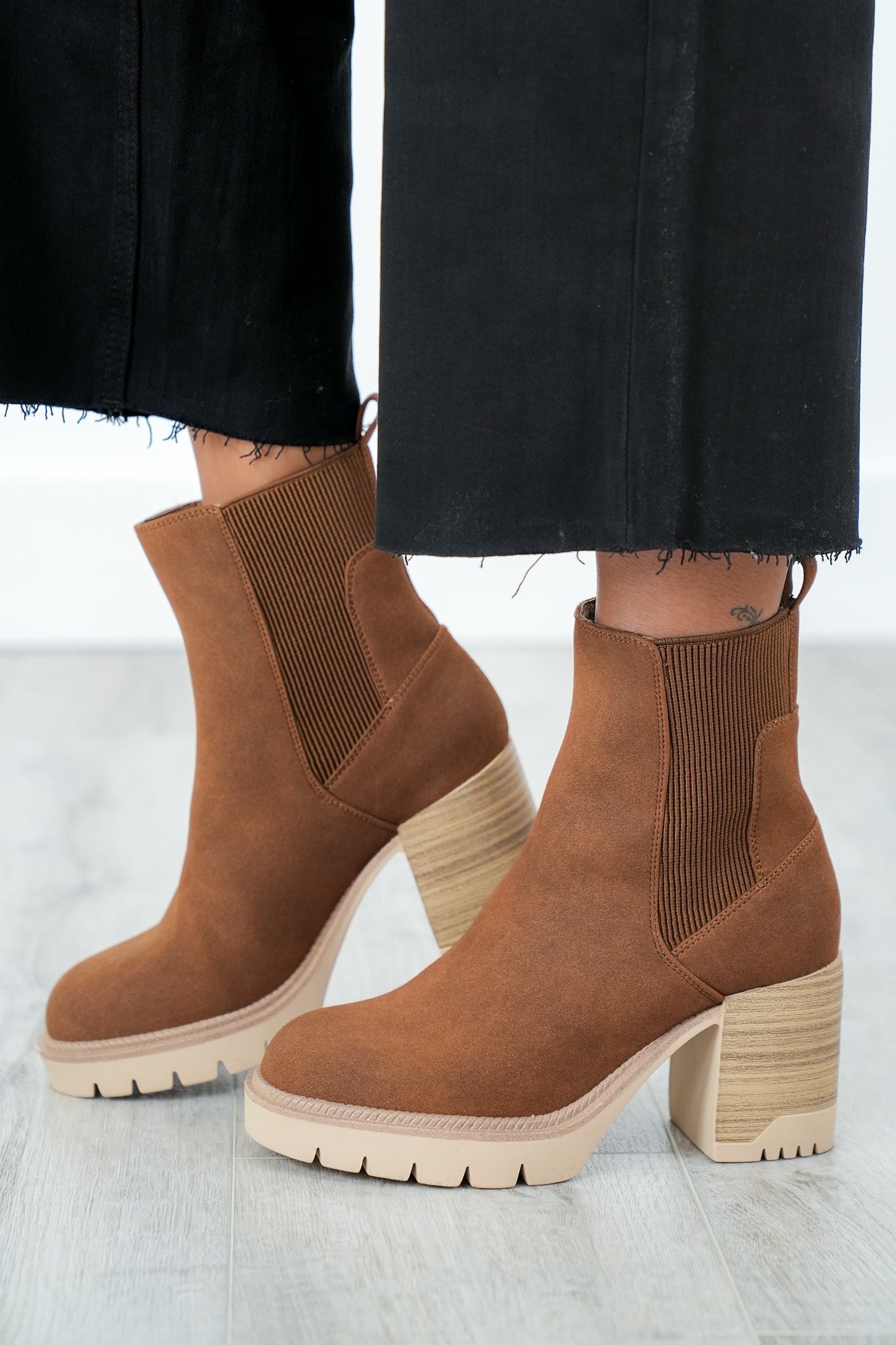 MIA Vegan Nubuck Ankle Boot with Chunky Heel