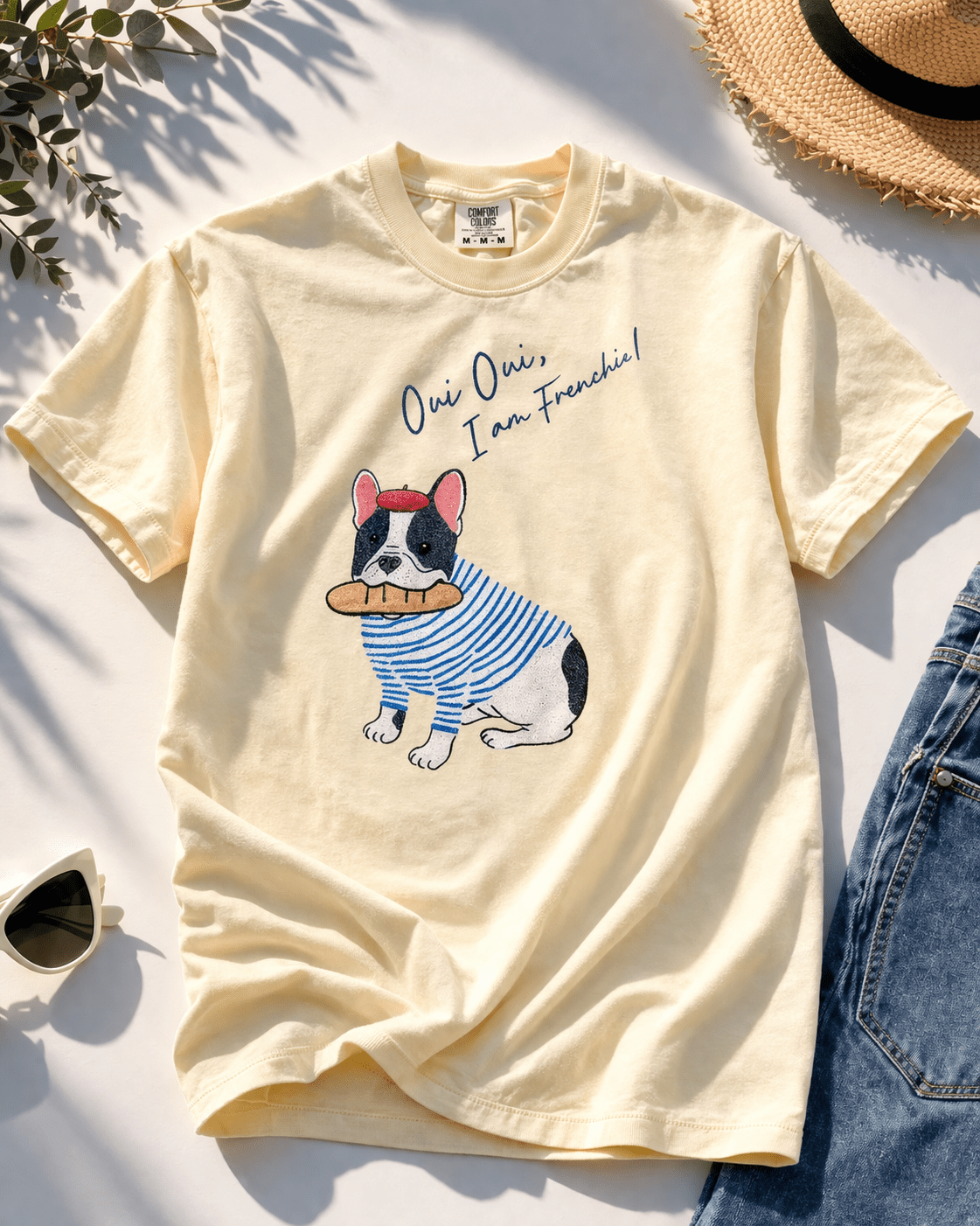 Plus/Reg Short Sleeve "Oui Oui I am A Frenchie" Graphic Tee - Freckled Poppy