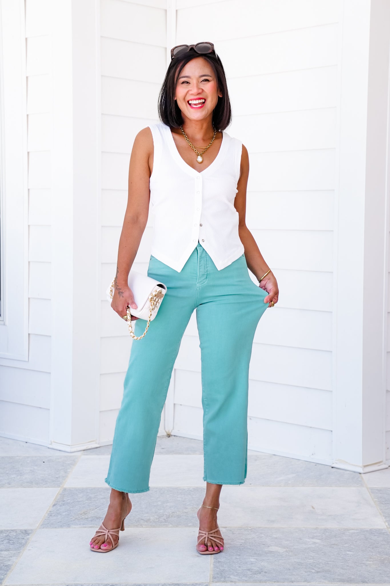 RFM High Rise Cropped Wide Leg Jeans