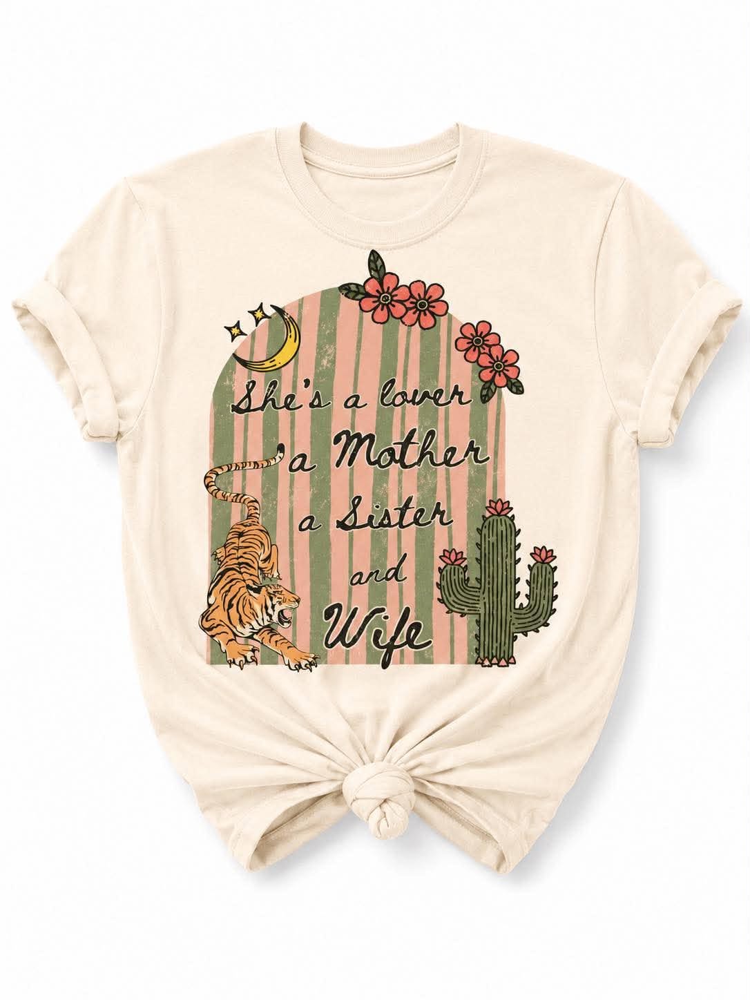 Plus/Reg Short Sleeve "She's a Lover" Western Graphic Tee - Freckled Poppy