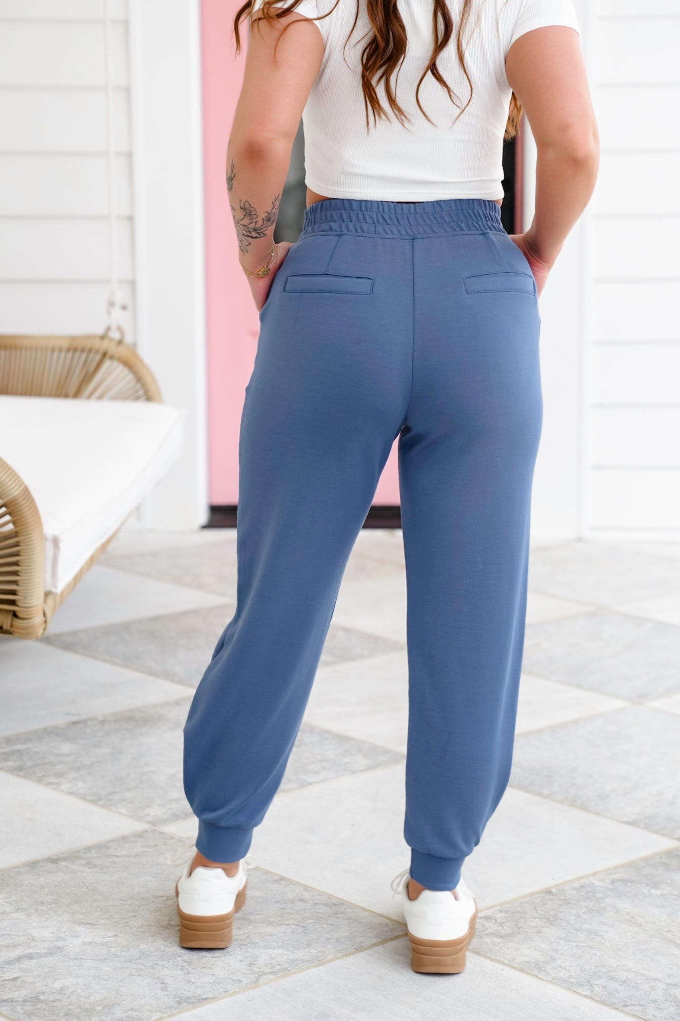Plus/Reg Scuba Elastic Waistband Joggers With Pockets