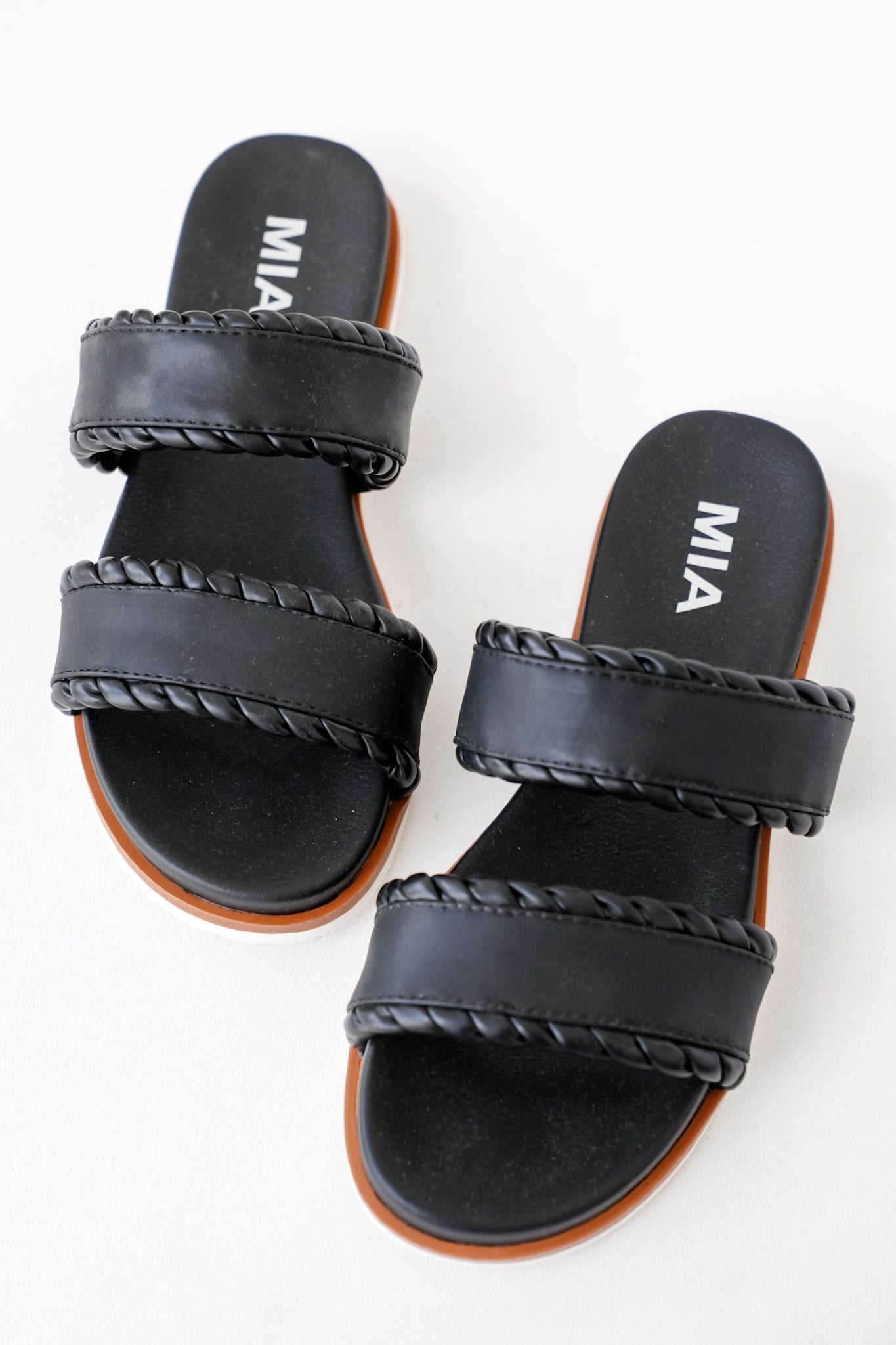 MIA Double Strap Slide Sandal with Rope Detailing