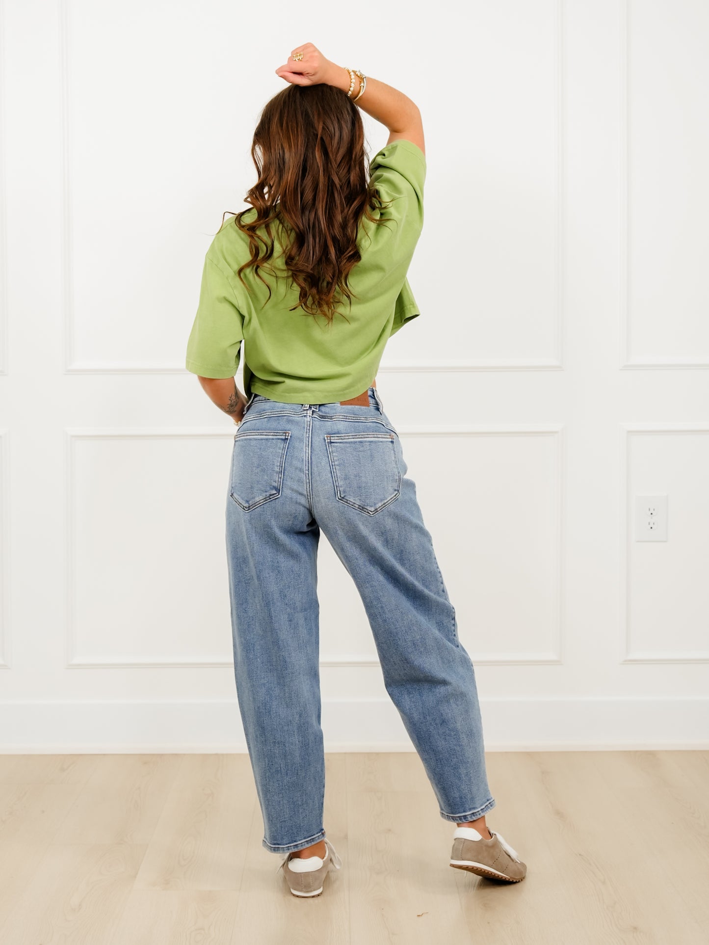 Judy Blue High Rise Medium Wash Barrel Jeans With Front Darts