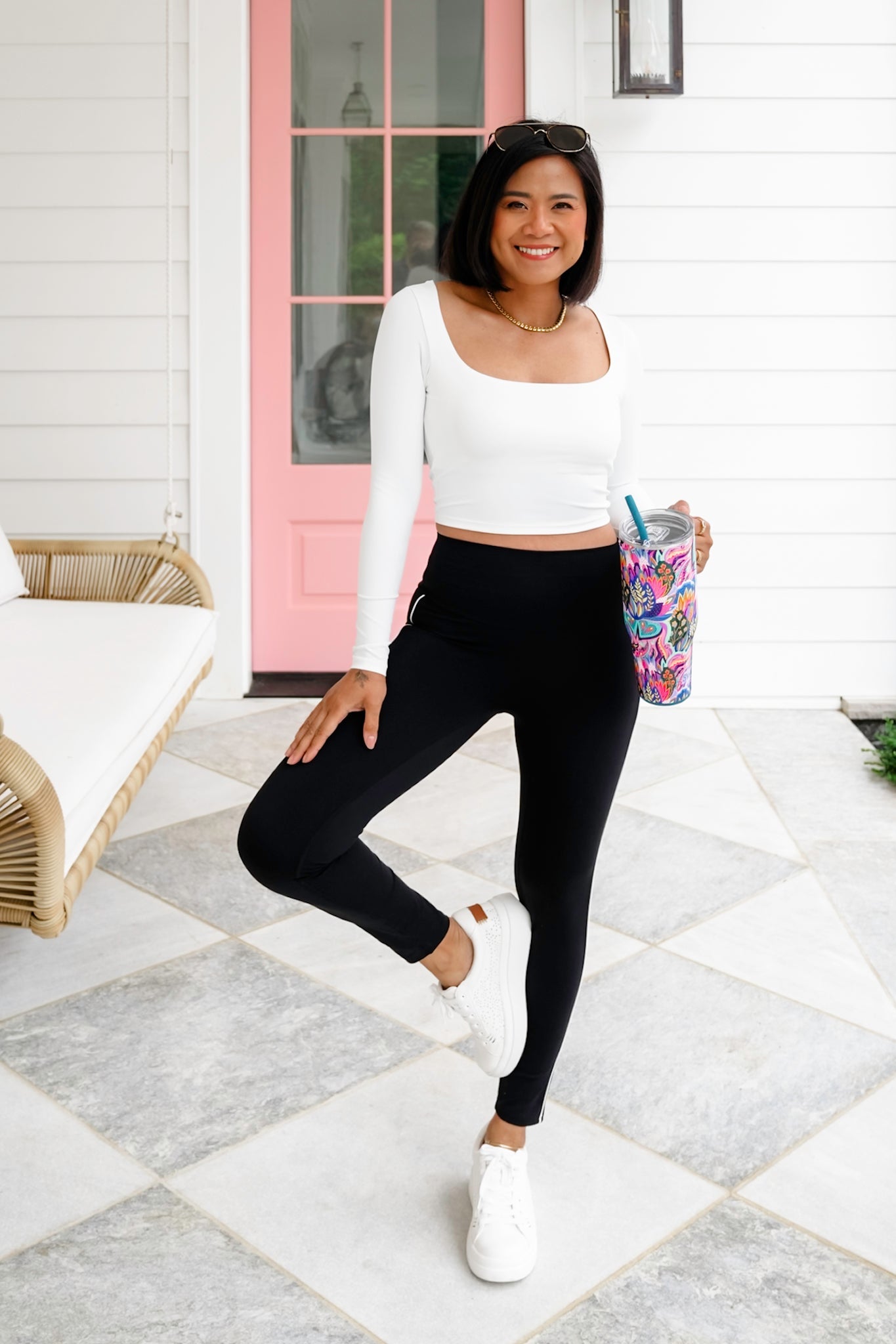 Solid Long Sleeve Square Neck Cropped Top