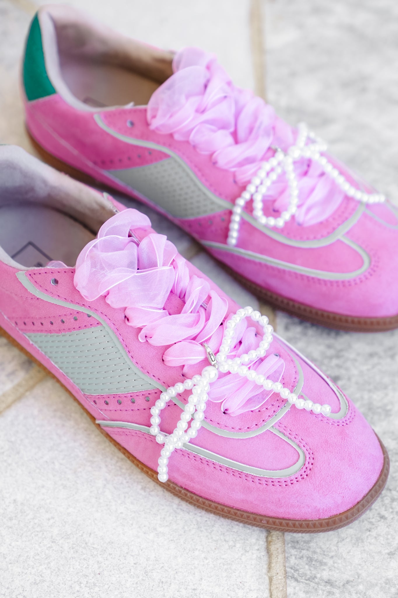 Shu Shop Lace Up Sneaker with Pearl Bow