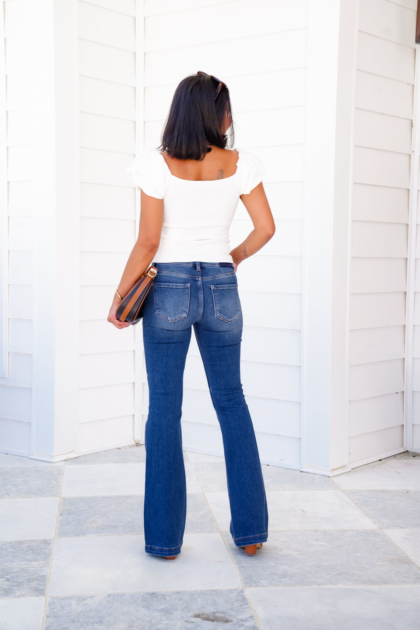 Risen Low Rise Dark Wash Flare Jeans