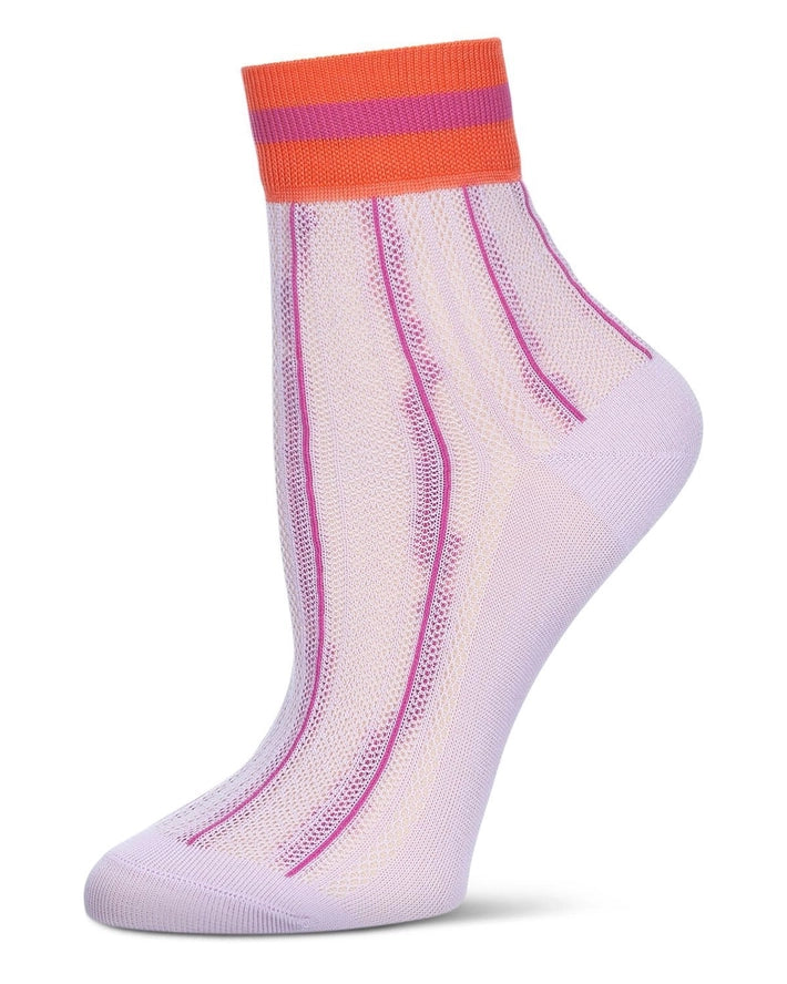 Openwork Retro Stripe Anklet Socks