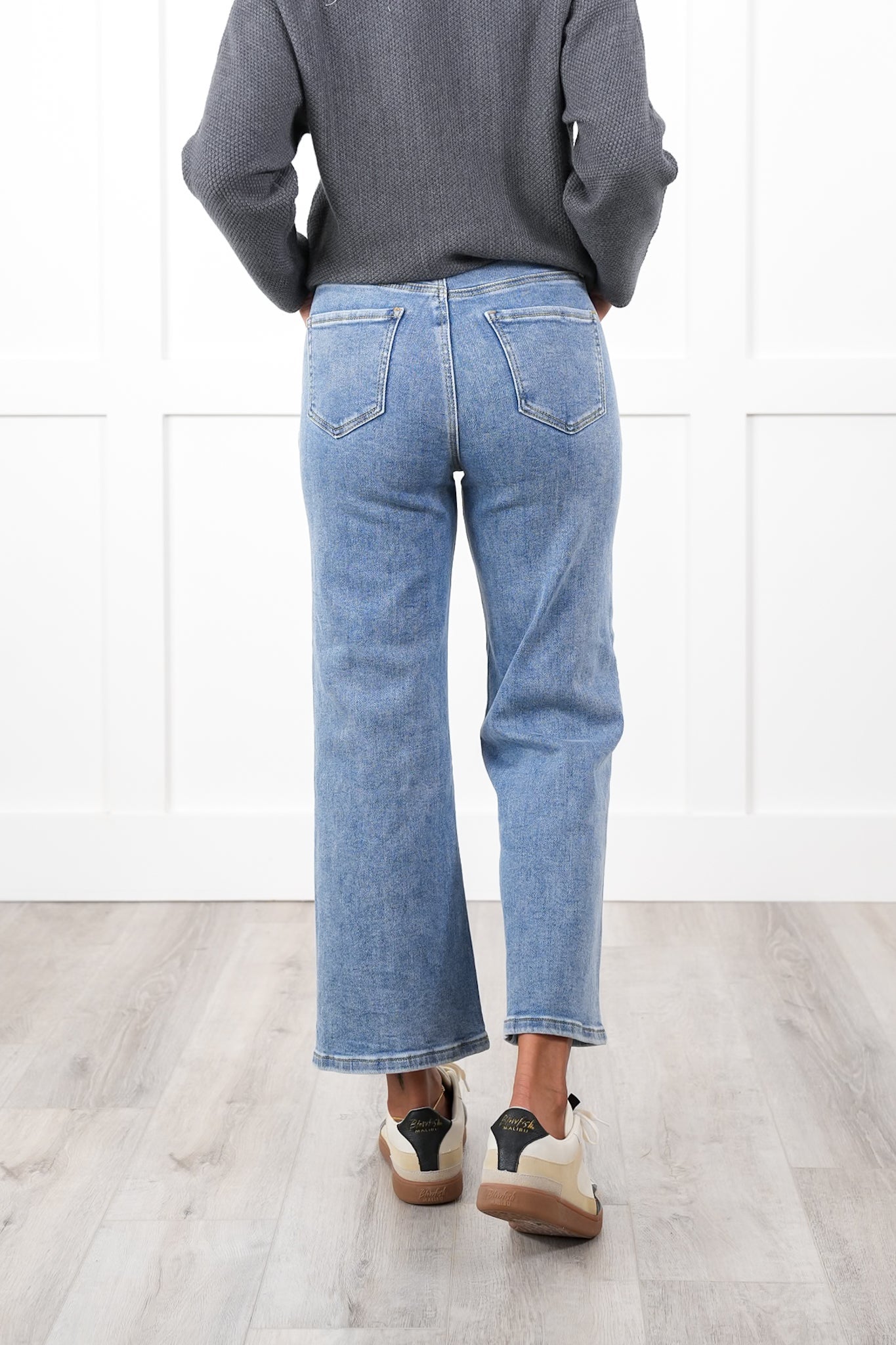 Special A High Rise Light Wash Cropped Wide Leg Jeans