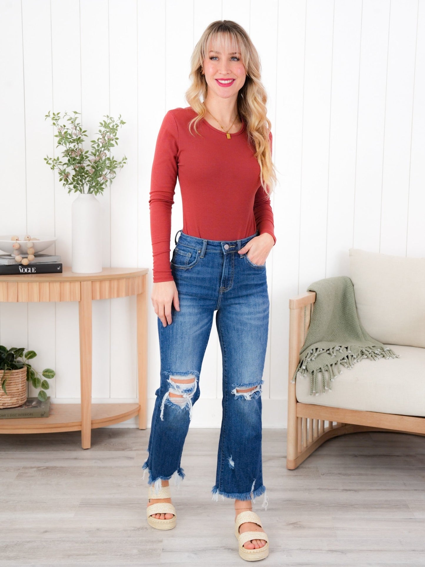 Plus/Reg Ribbed Knit Long Sleeve Bodysuit (Multiple Colors)