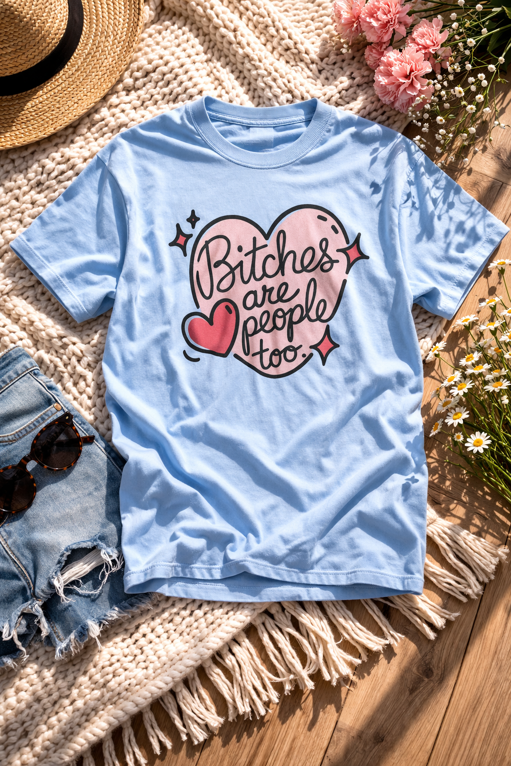 Plus/Reg Short Sleeve "Bitches Are People Too" Graphic Tee