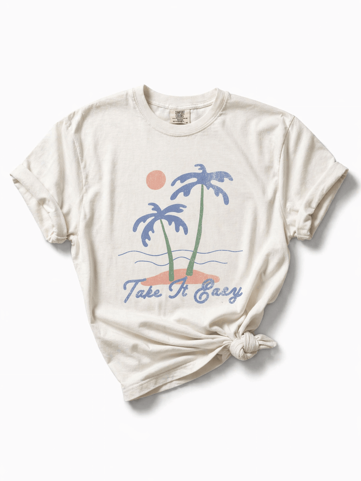 Plus/Reg Short Sleeve "Take it Easy" Graphic Tee - Freckled Poppy