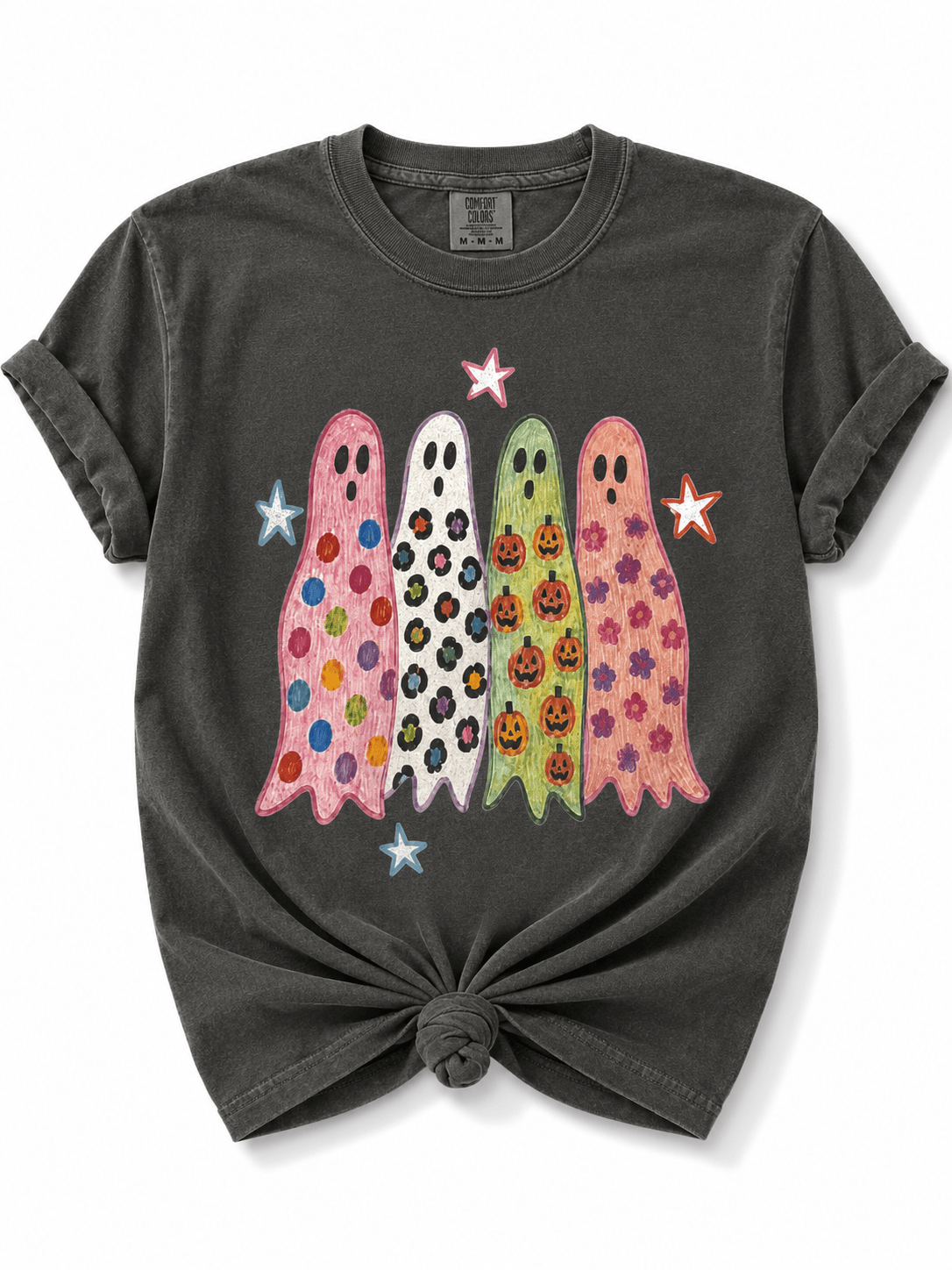 Plus/Reg Short Sleeve Whimsical Ghosts Halloween Graphic Tee - Freckled Poppy