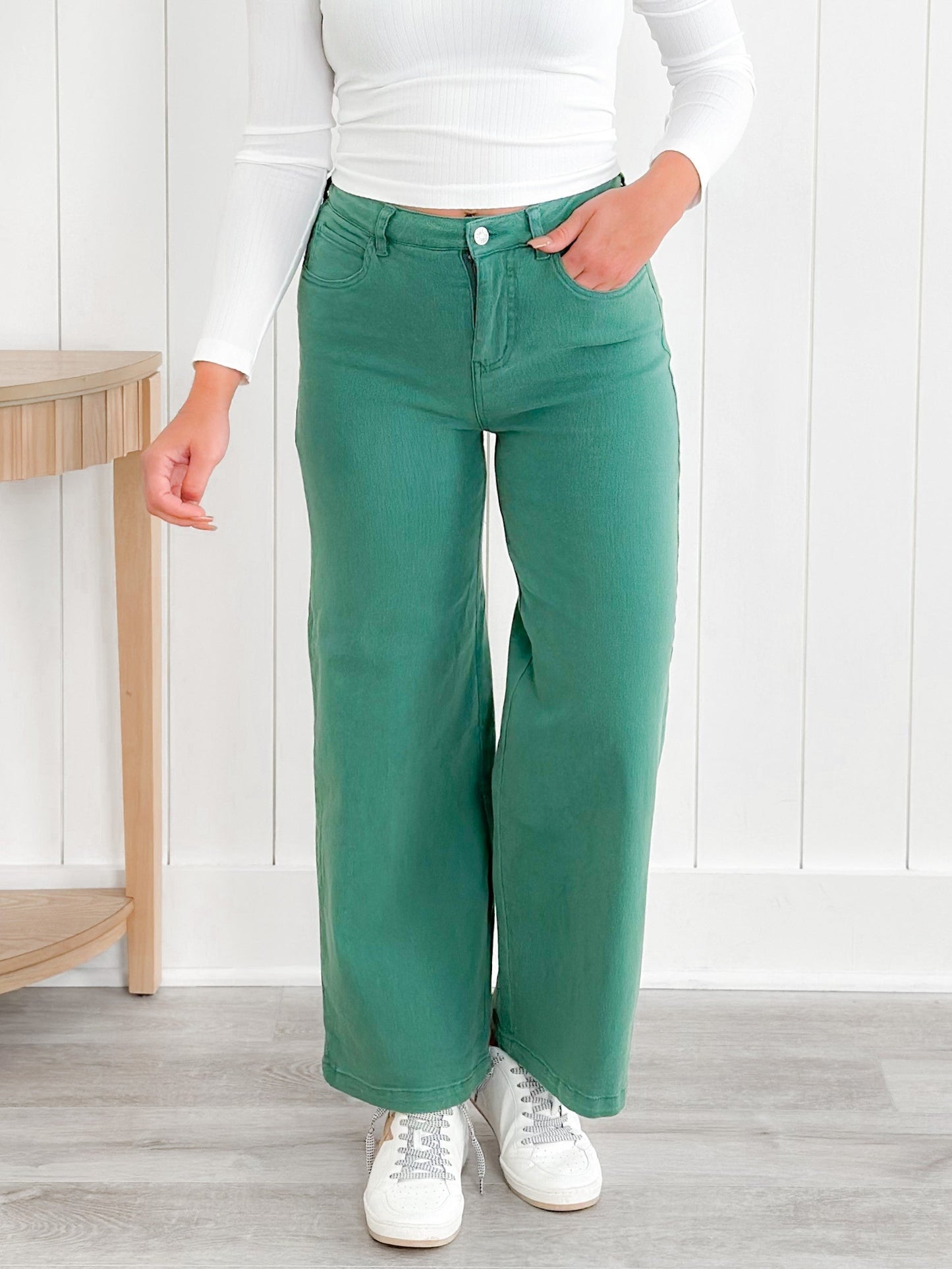 Plus/Reg Mineral Wash High Waist Wide Leg (Multiple Colors)