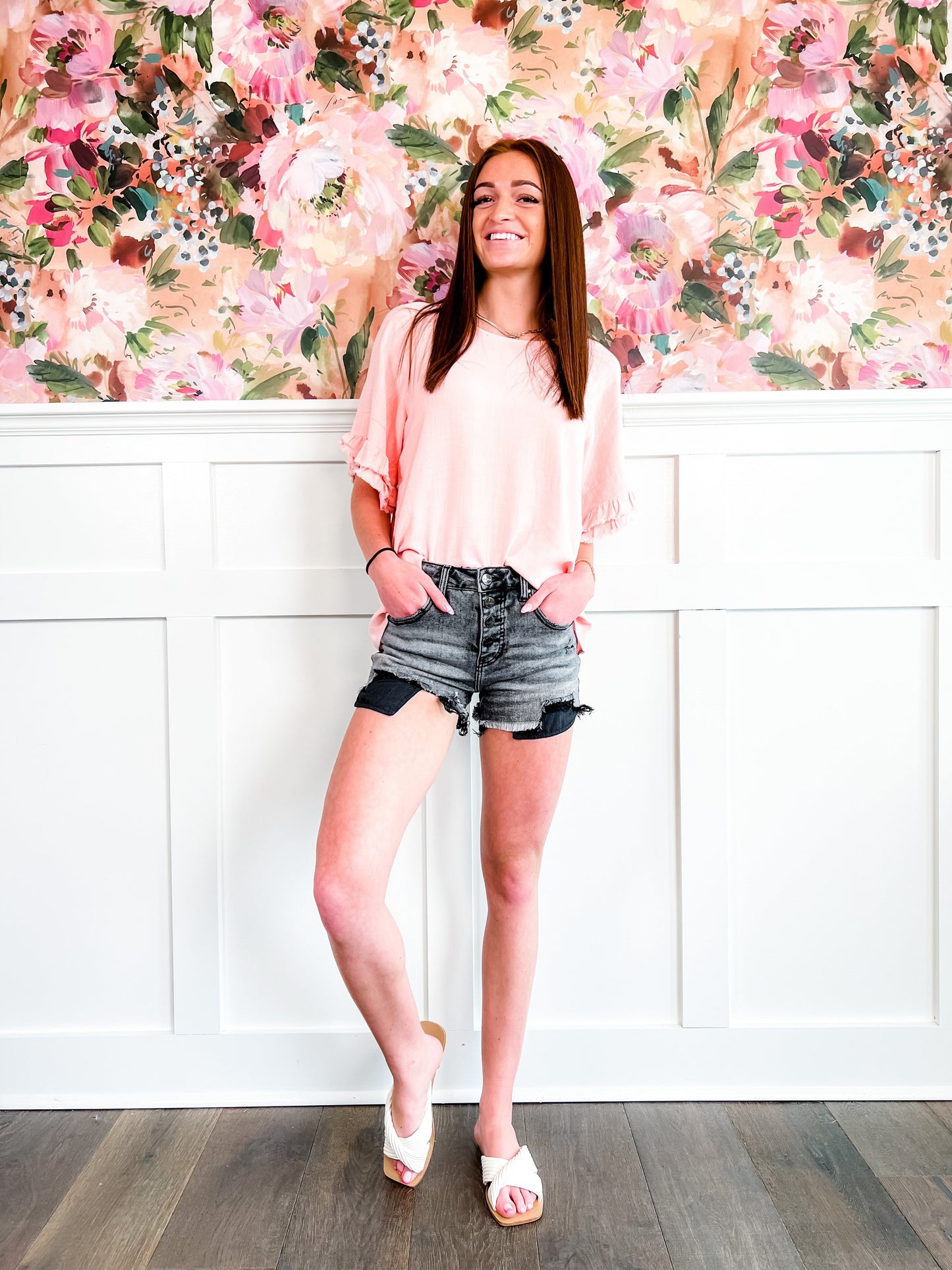 Risen Dark Grey Button Down Shorts