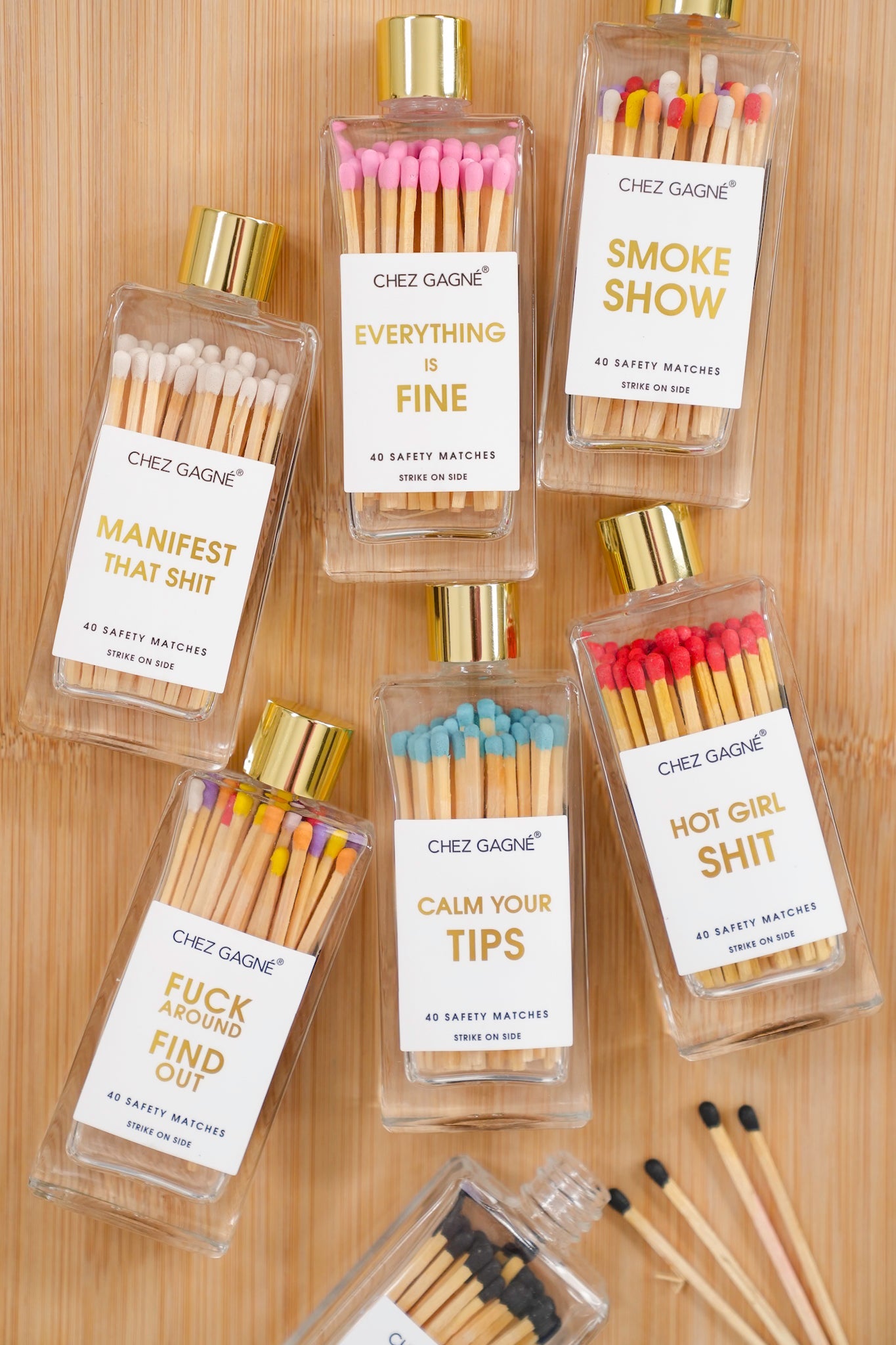 Chez Gagne Glass Bottle Safety Matches