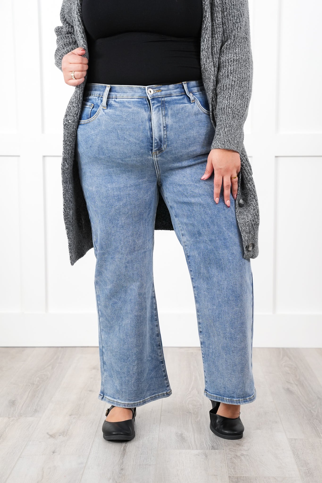 Special A High Rise Light Wash Cropped Wide Leg Jeans