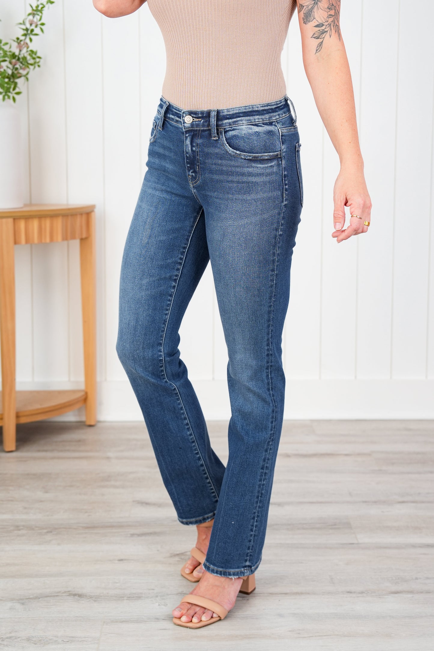 Flying Monkey Vervet The Essential Low Rise Dark Wash Slim Bootcut Jeans