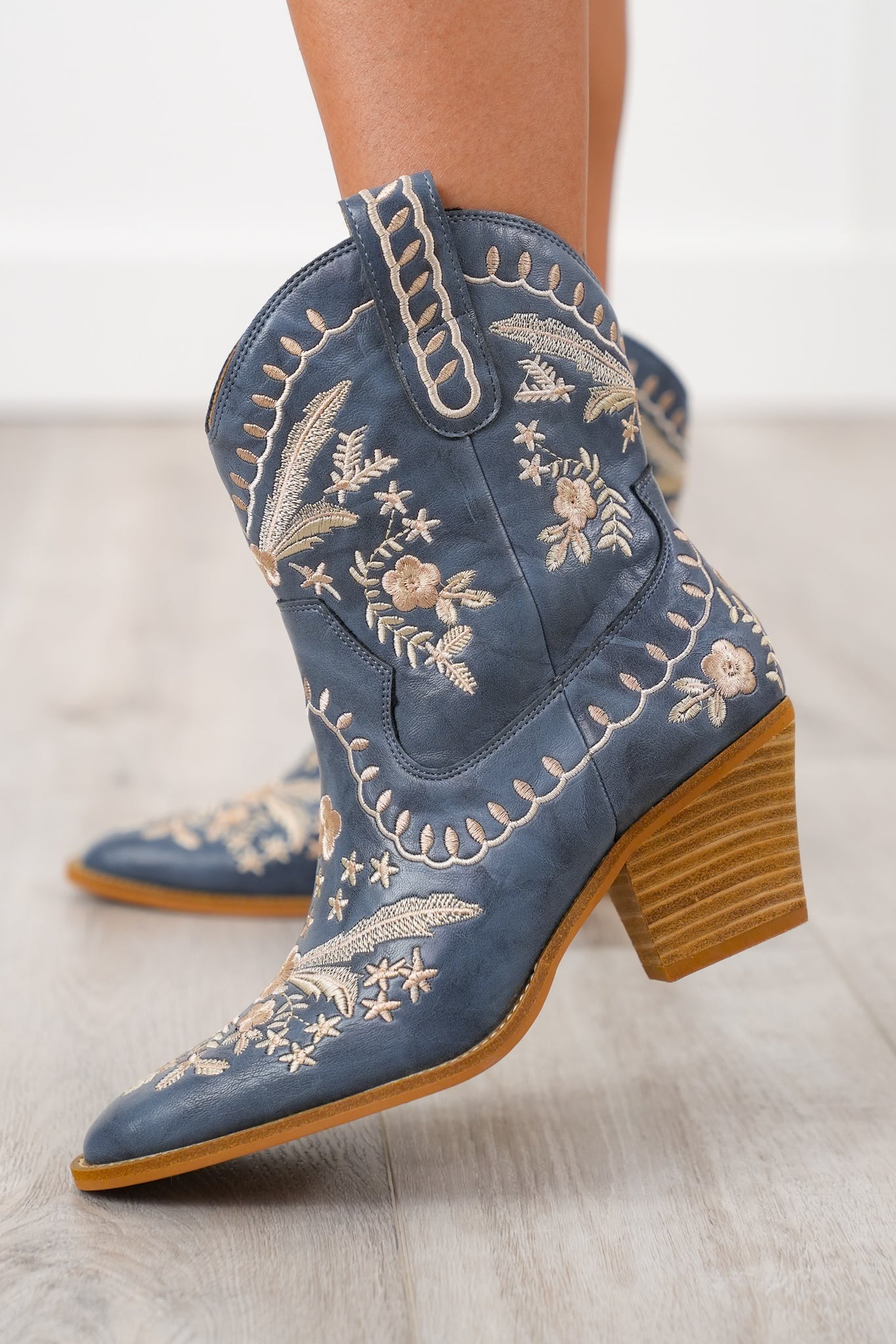 Corky's "Lets Go Girl" Embroidered Western Ankle Boot with Pointed Toe