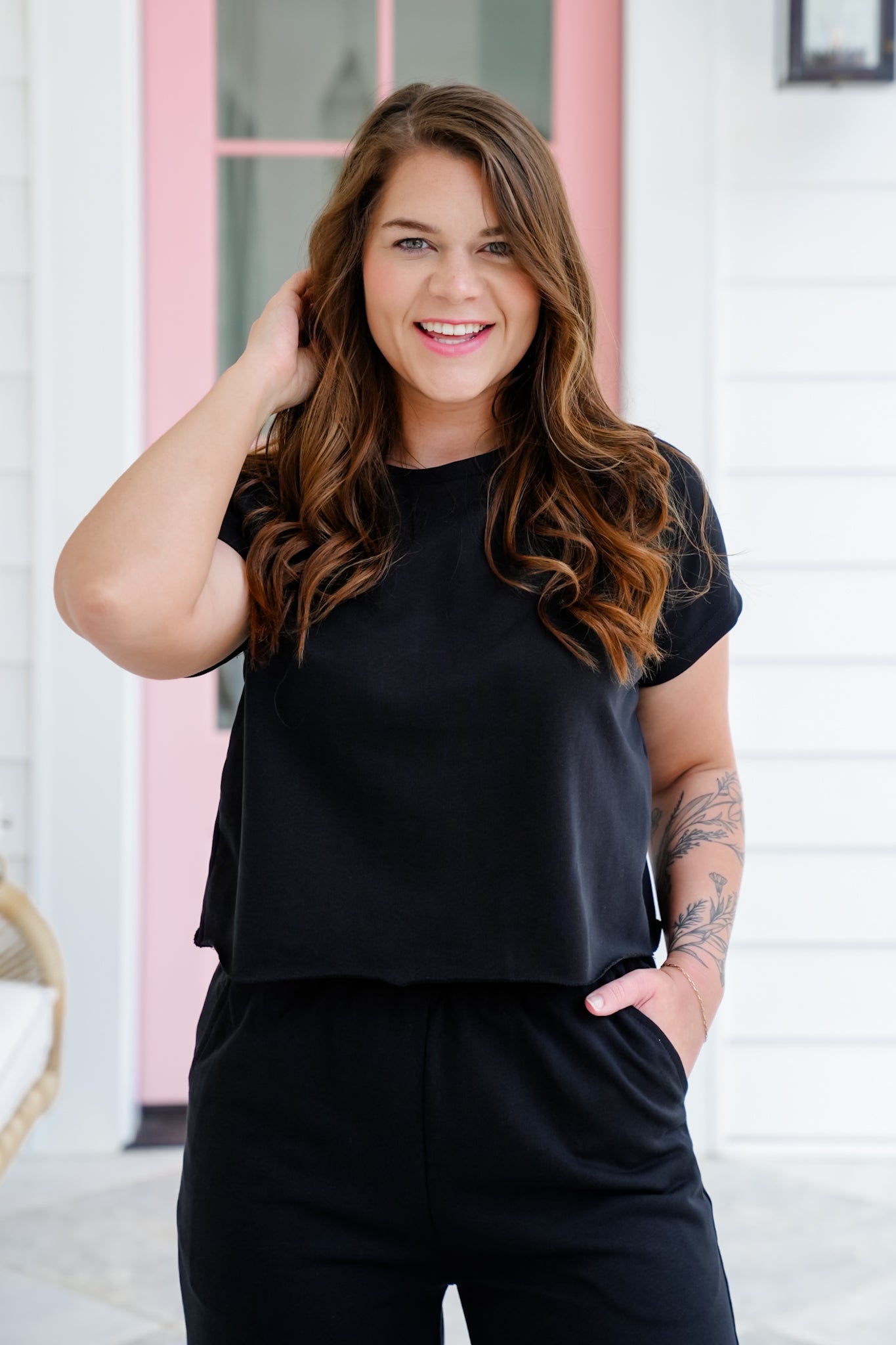 Short Sleeve Crop Top and Wide Leg Pants Set
