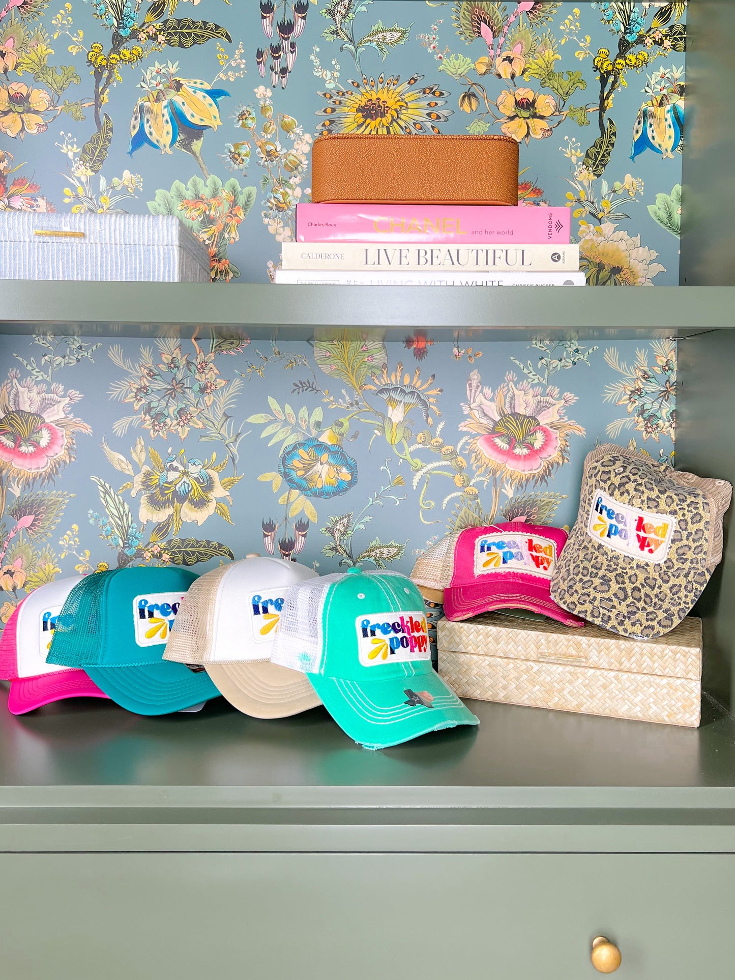 Freckled Poppy Embroidered Hats