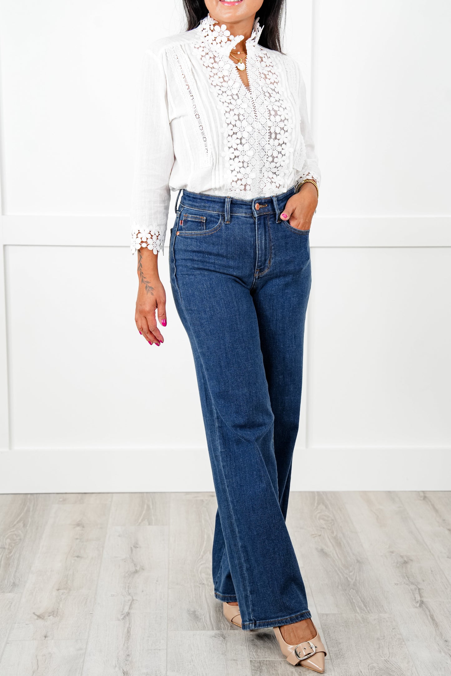 Judy Blue High Rise Medium Wash Vintage Wide Leg Jeans
