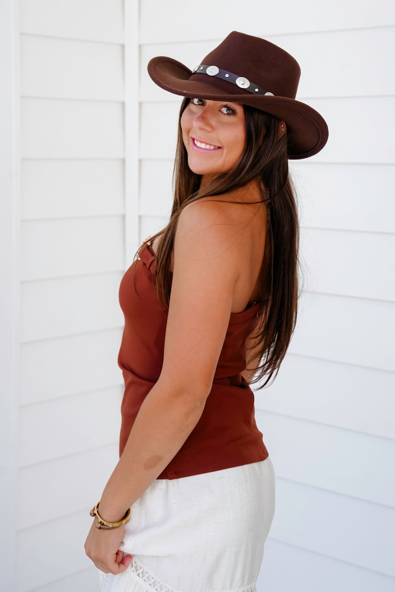 Strapless Top with Western Buckle Detail