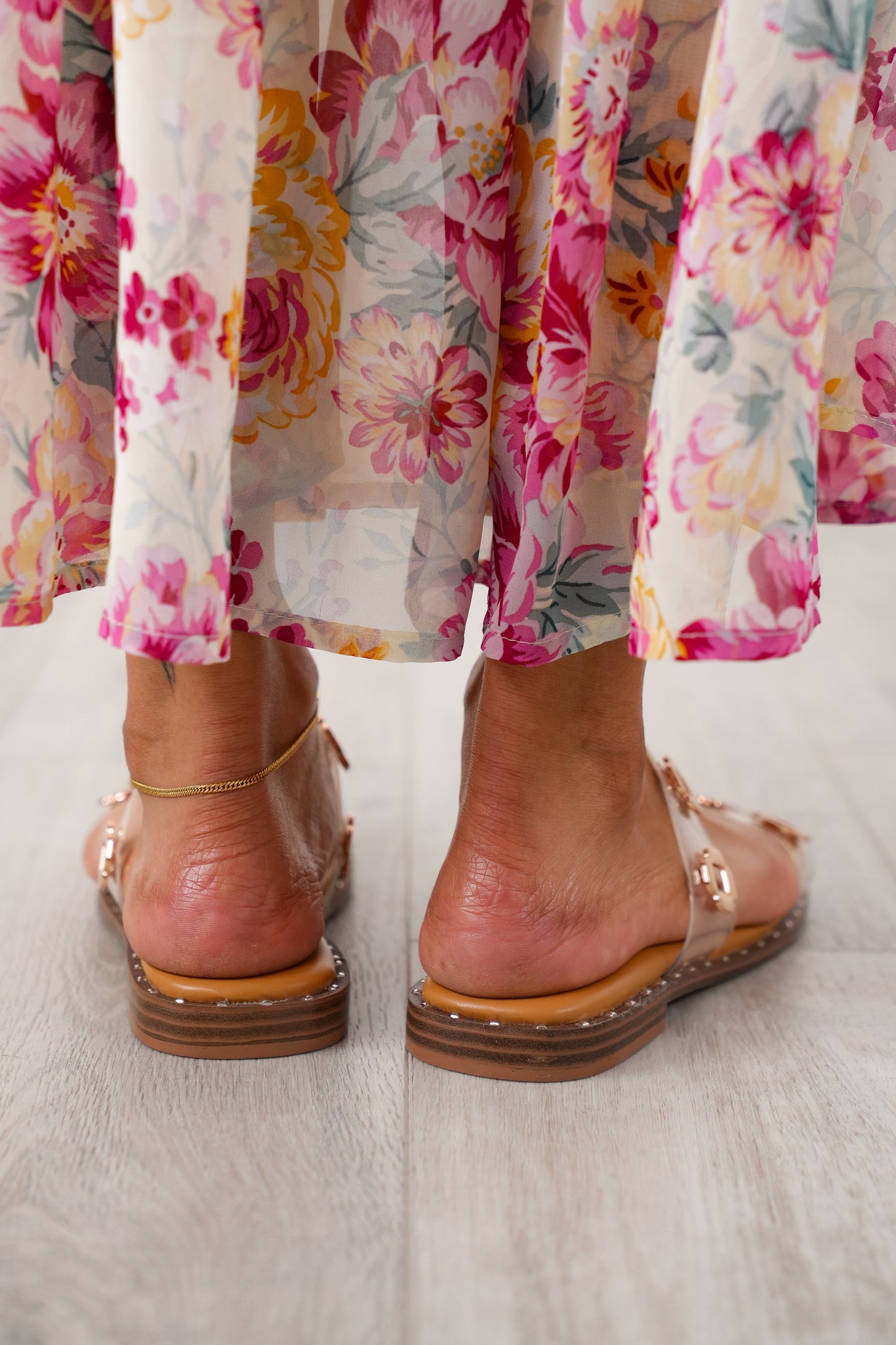 Corky's "Low Tide" Clear Strap Sandal with Gold Accents