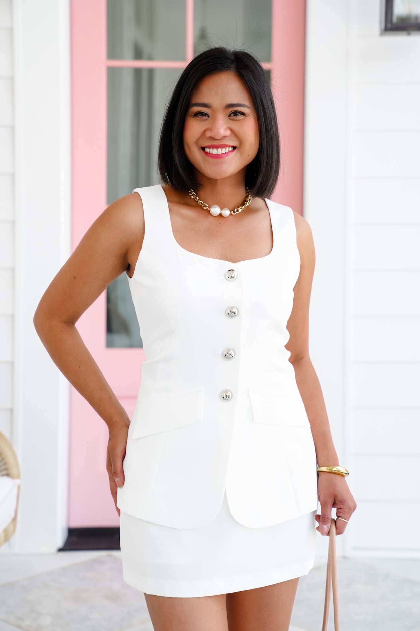 Sleeveless Button Down Blazer Romper