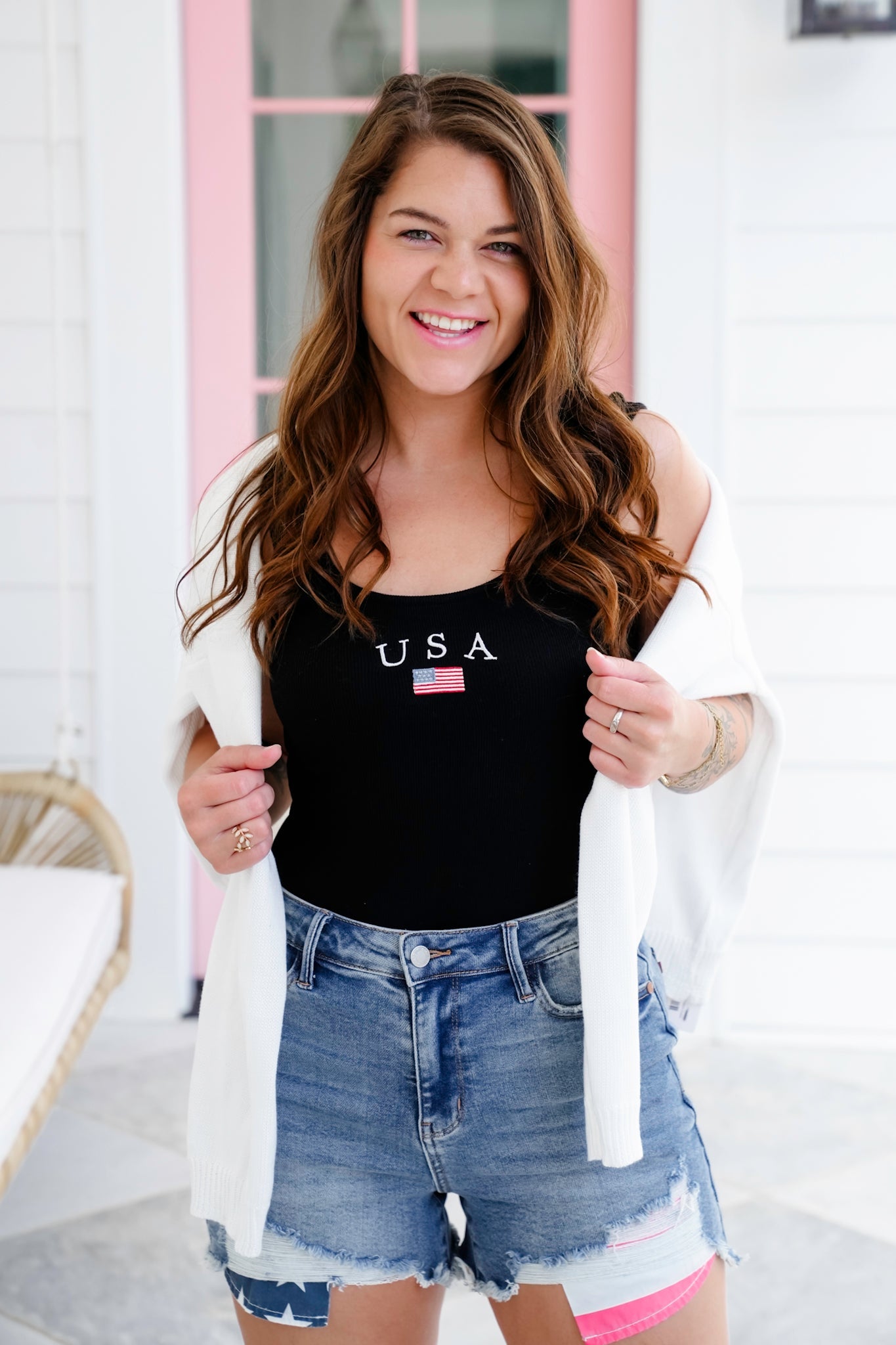 Sleeveless U-Neck "USA" Bodysuit