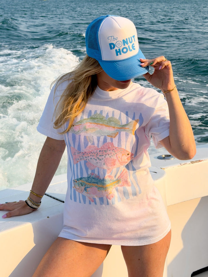 Plus/Reg Short Sleeve "Vintage Fish" Graphic Tee - Freckled Poppy