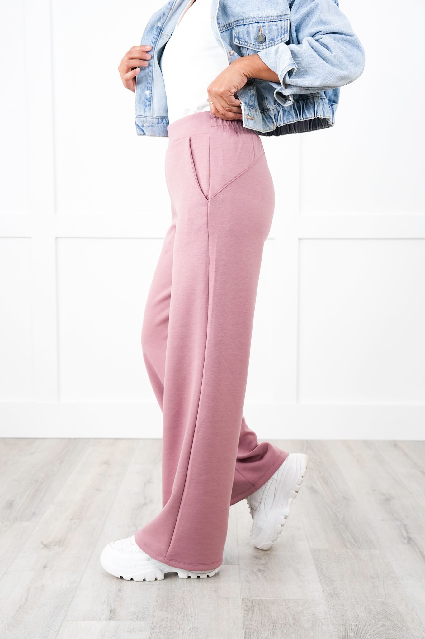 Door Buster!! Plus/Reg Solid Knit Straight Leg Pull On Pants