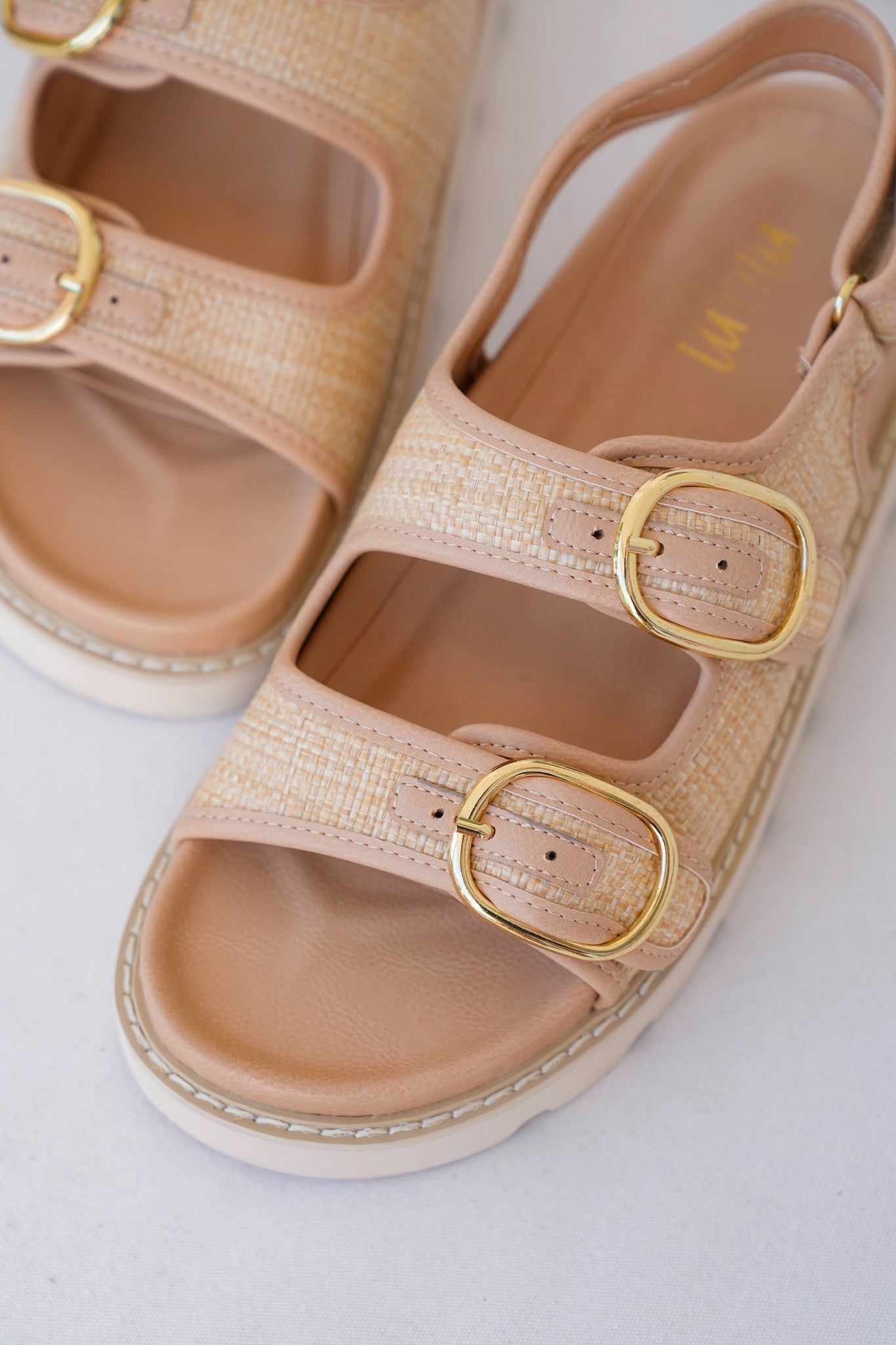 Slingback Platform Sandal with Dual Adjustable Buckle Straps