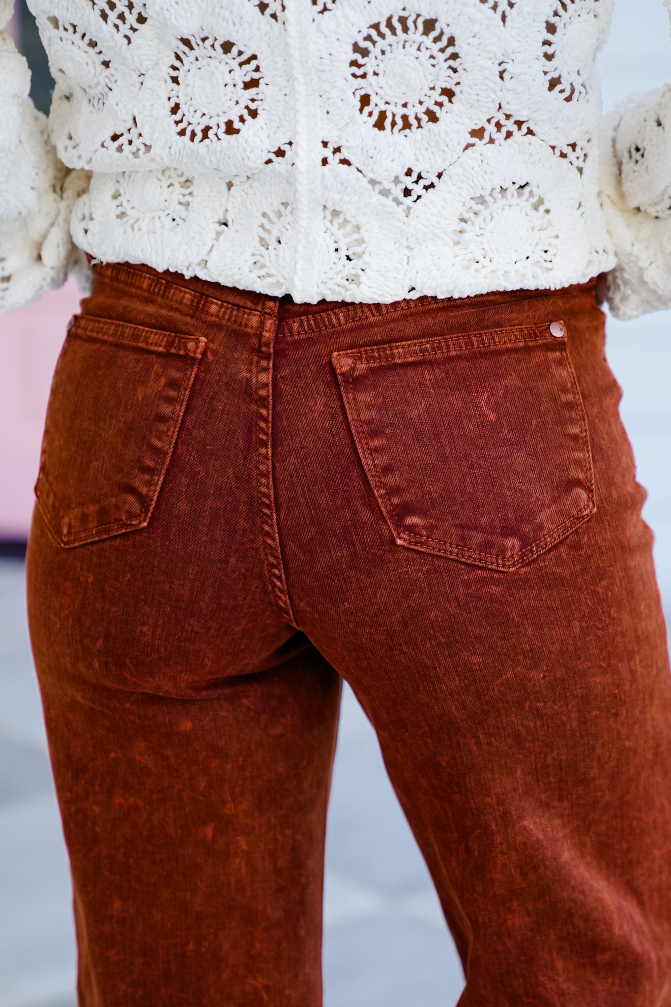 Restock! Judy Blue High Rise Pumpkin Spice Raw Hem Retro Wide Leg Jeans