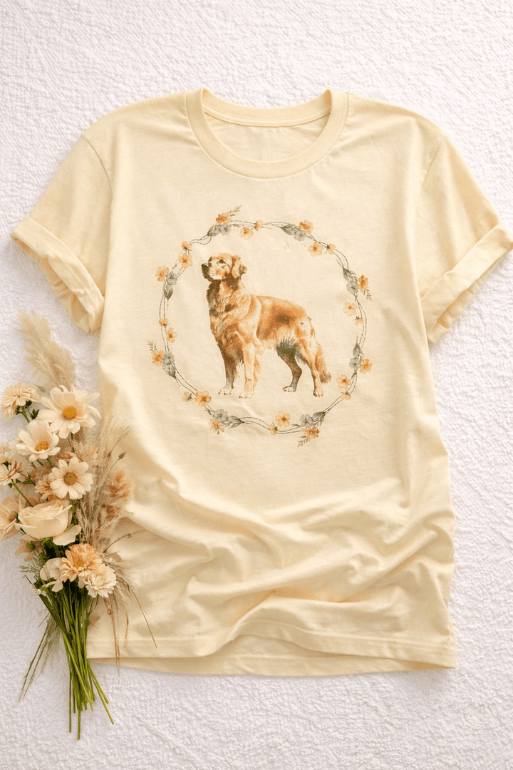 Short Sleeve Golden Retriever Graphic Tee - Freckled Poppy