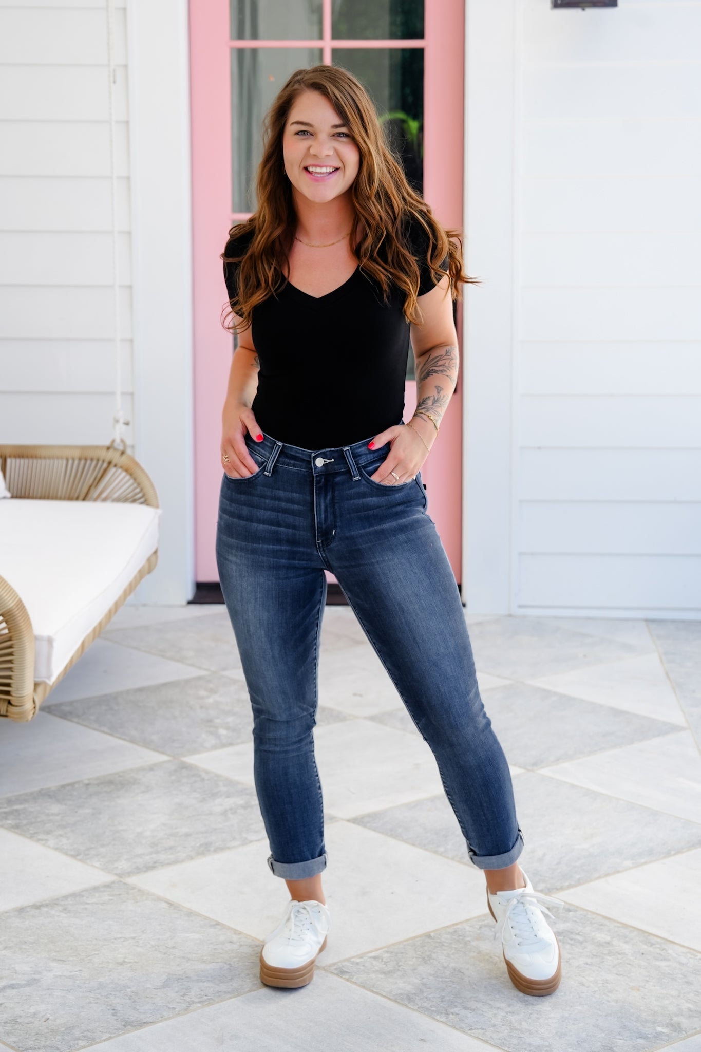 Ribbed Knit Short Sleeve V Neck Bodysuit