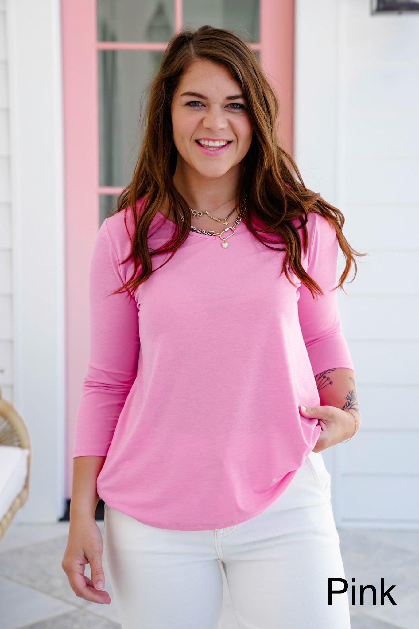 Door Buster! Plus/Reg Solid 3/4 Sleeve V Neck Blouse Top