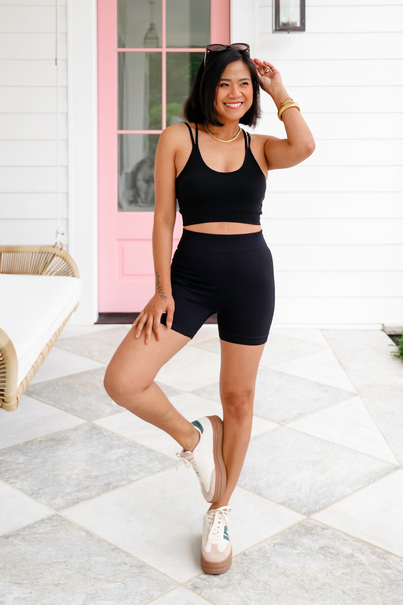 Ribbed Knit Cropped Tank Top and Short Set