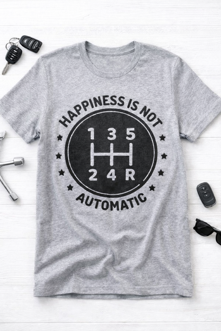 Plus/Reg Short Sleeve "Happiness Is Automatic" Graphic Tee