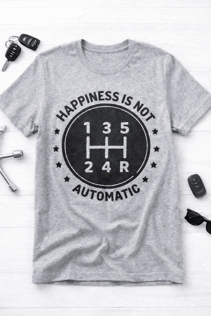 Plus/Reg Short Sleeve "Happiness Is Automatic" Graphic Tee - Freckled Poppy
