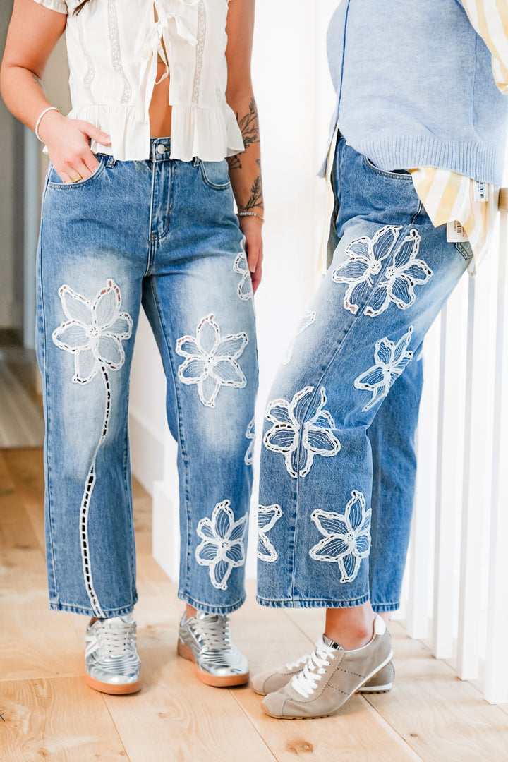 The Lily Bloom Floral Embroidered Straight Leg Jeans