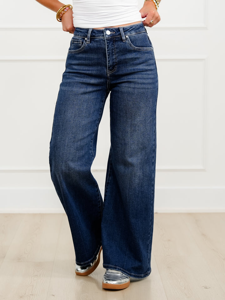Restock! Risen The Opalite High Rise Dark Wash Tummy Control Palazzo Jeans